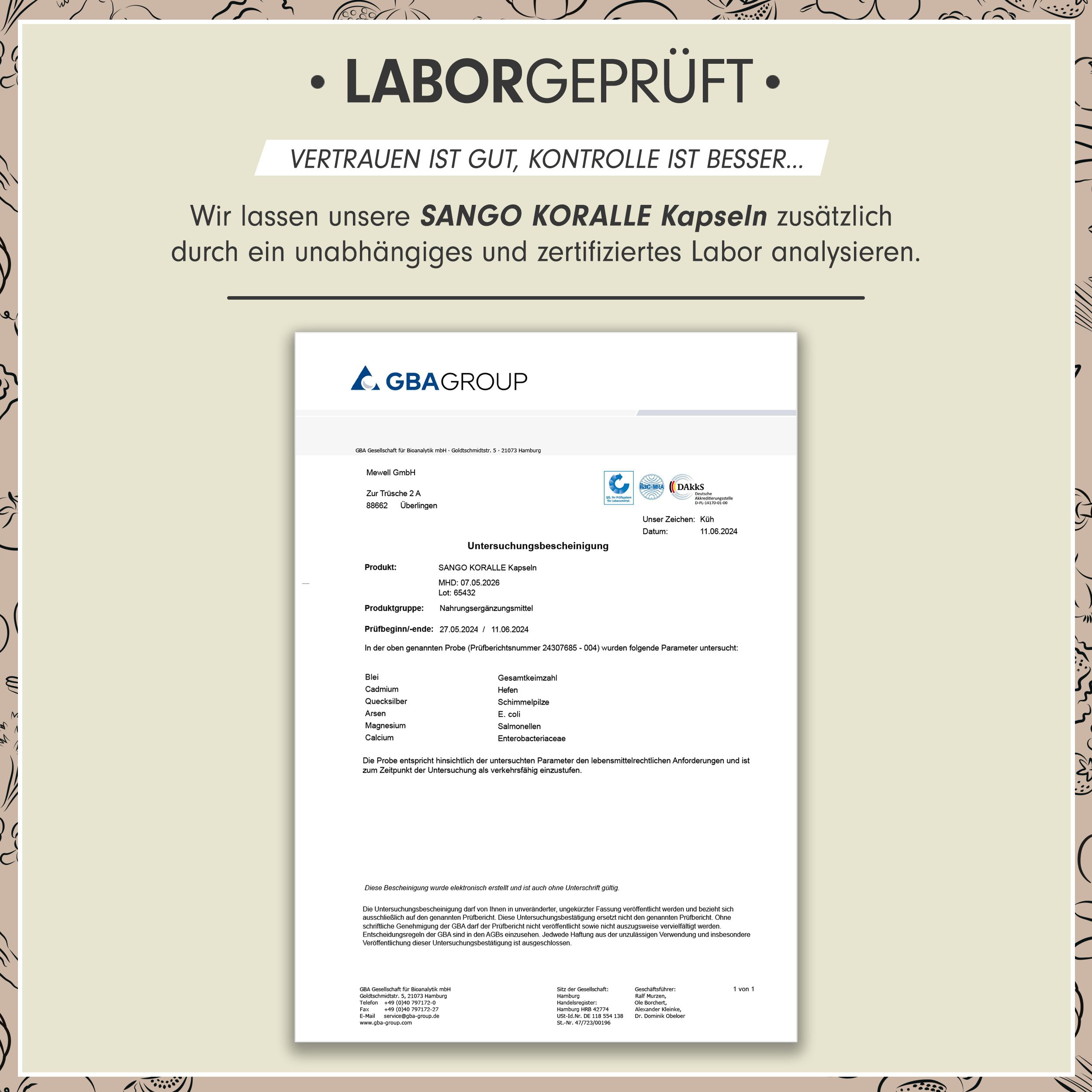 ProFuel - SANGO Meereskoralle-Kapseln, 660mg Calcium + 330mg Magnesium pro Tag  - 180 Kapseln