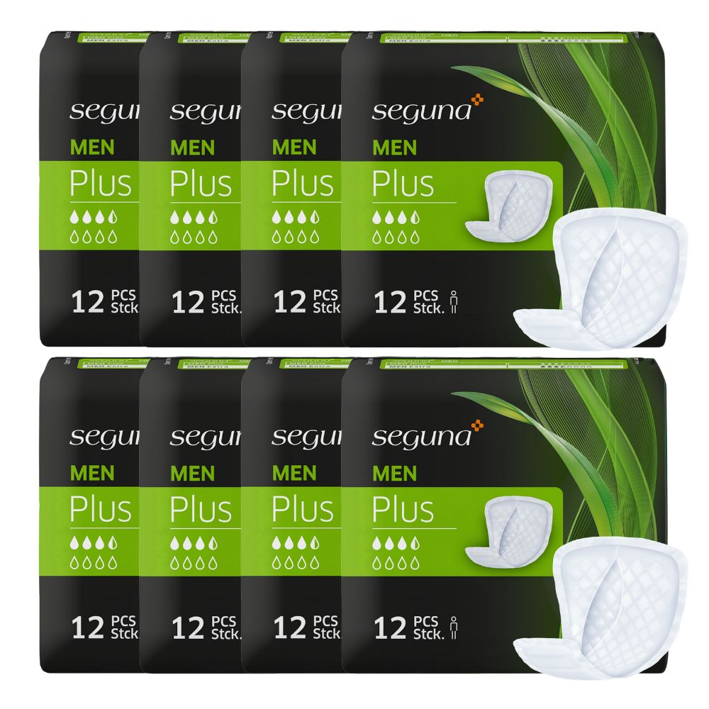 Mehrere Packungen Seguna MEN Plus mit 12 Stück. Medizinprodukt-Siegel.