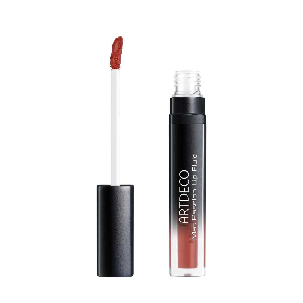 Artdeco Mat Passion Lip Fluid 51 Burnt Rose, offener Behälter mit Applikator.