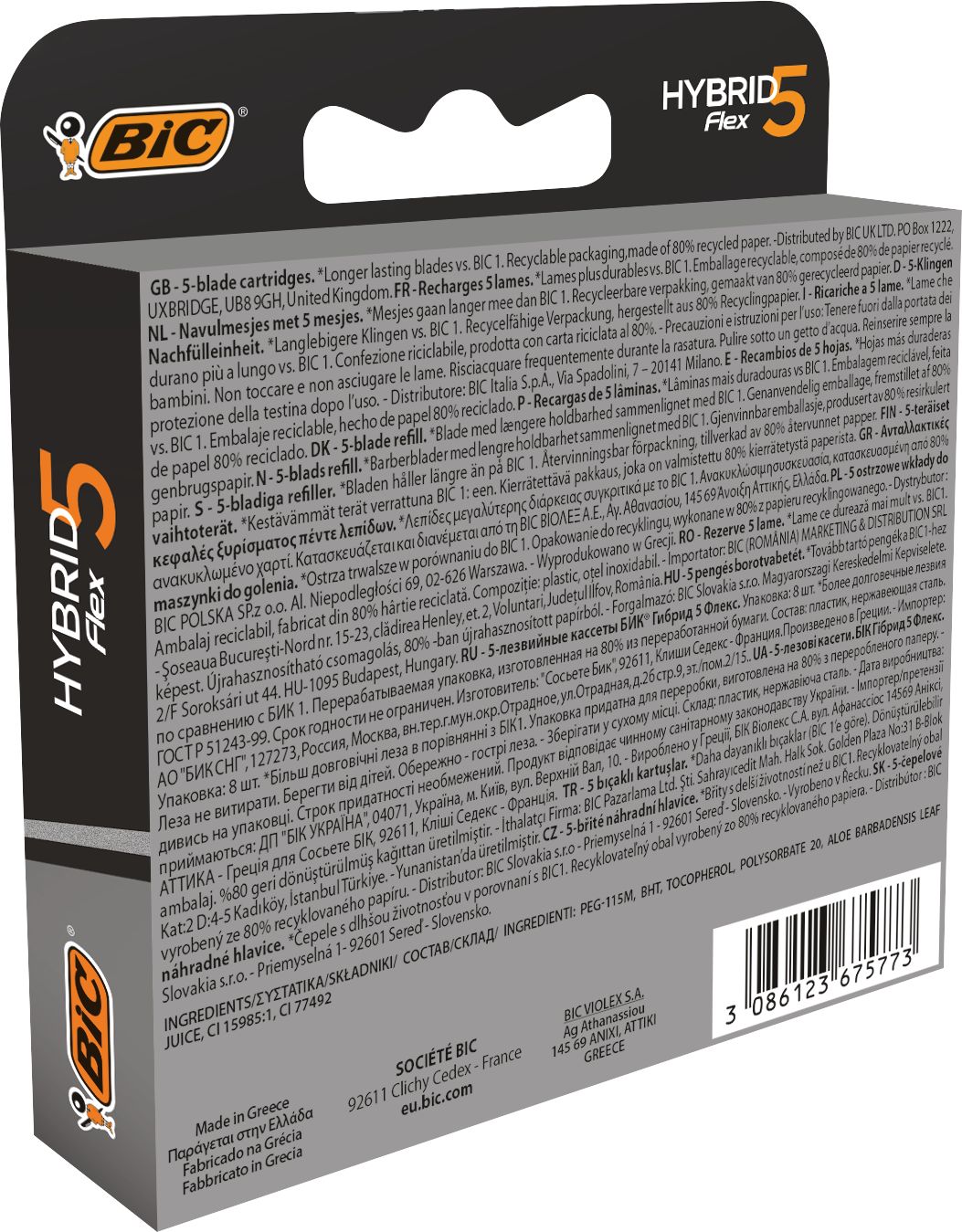 BIC Rasierklingen für Herren Rasierer Hybrid 5 Flex