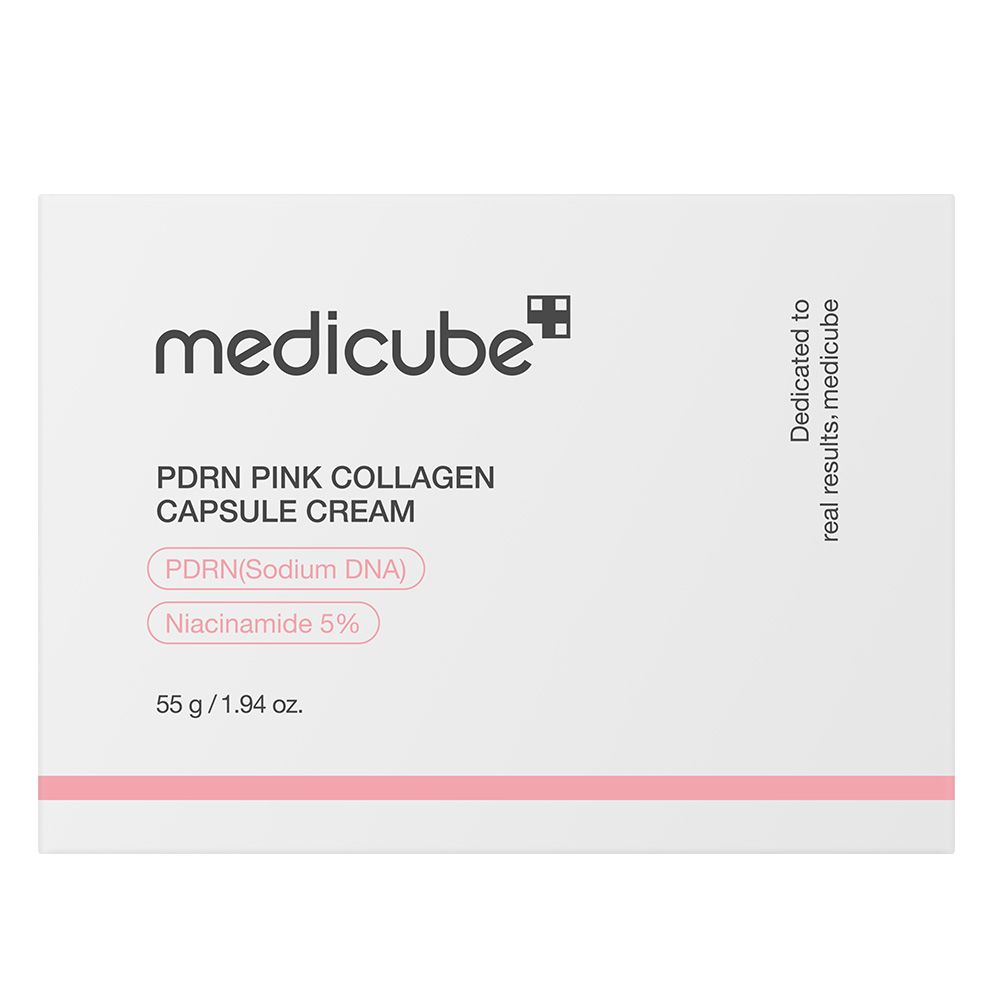Verpackung der Medicube PDRN Pink Collagen Capsule Cream. Enthält 55g.