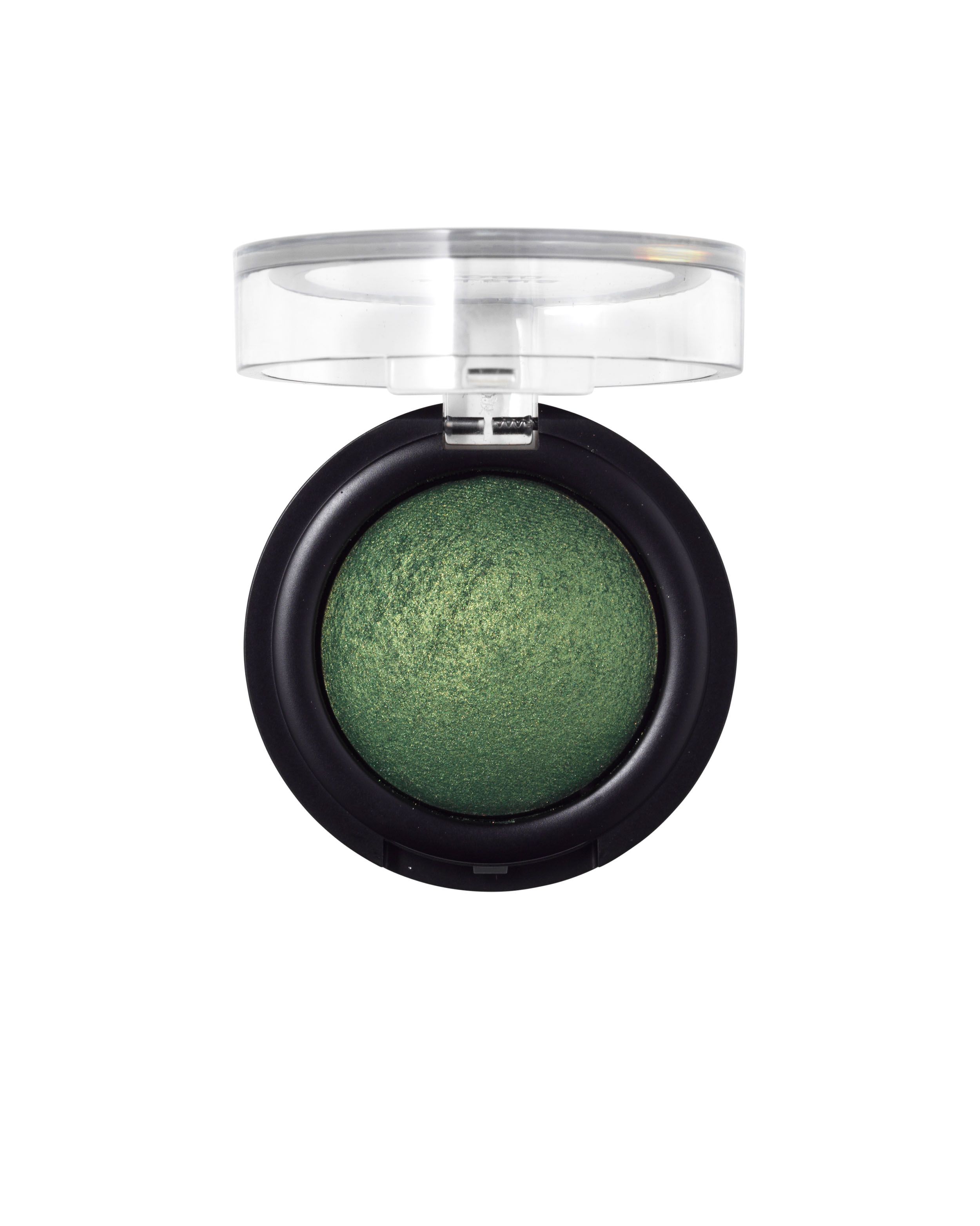 Nilens Jord Baked Mineral Eyeshadow in grünem Farbton mit offenem Deckel.