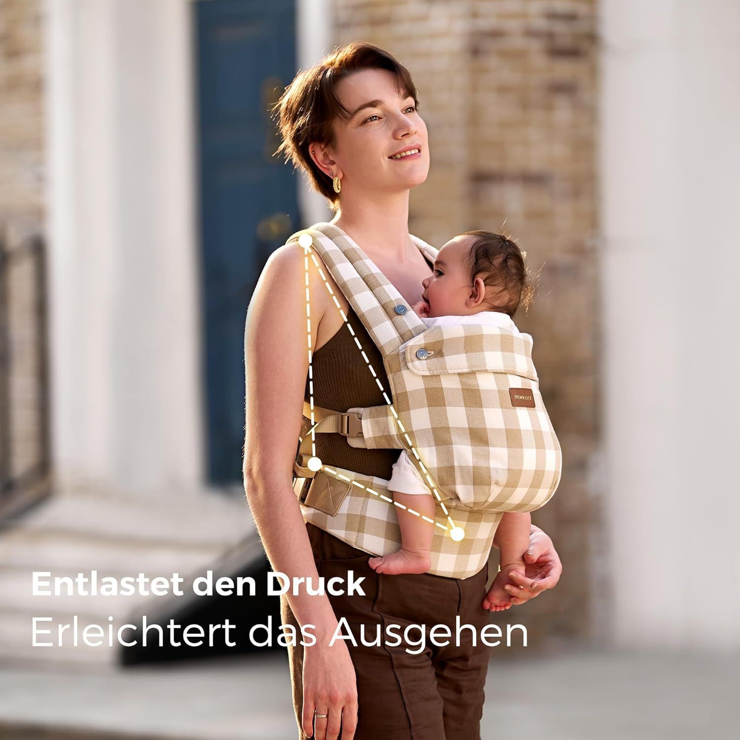 Momcozy Baby Trage Schiefer-Karo