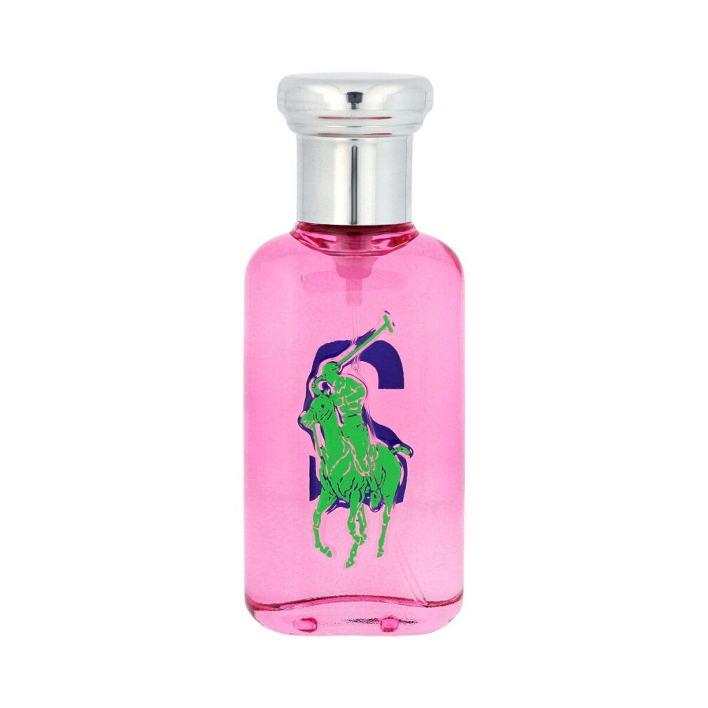 Rosa Flakon mit silbernem Verschluss. Blaues "2" Logo. Transparenter Flakon mit Sprühkopf.