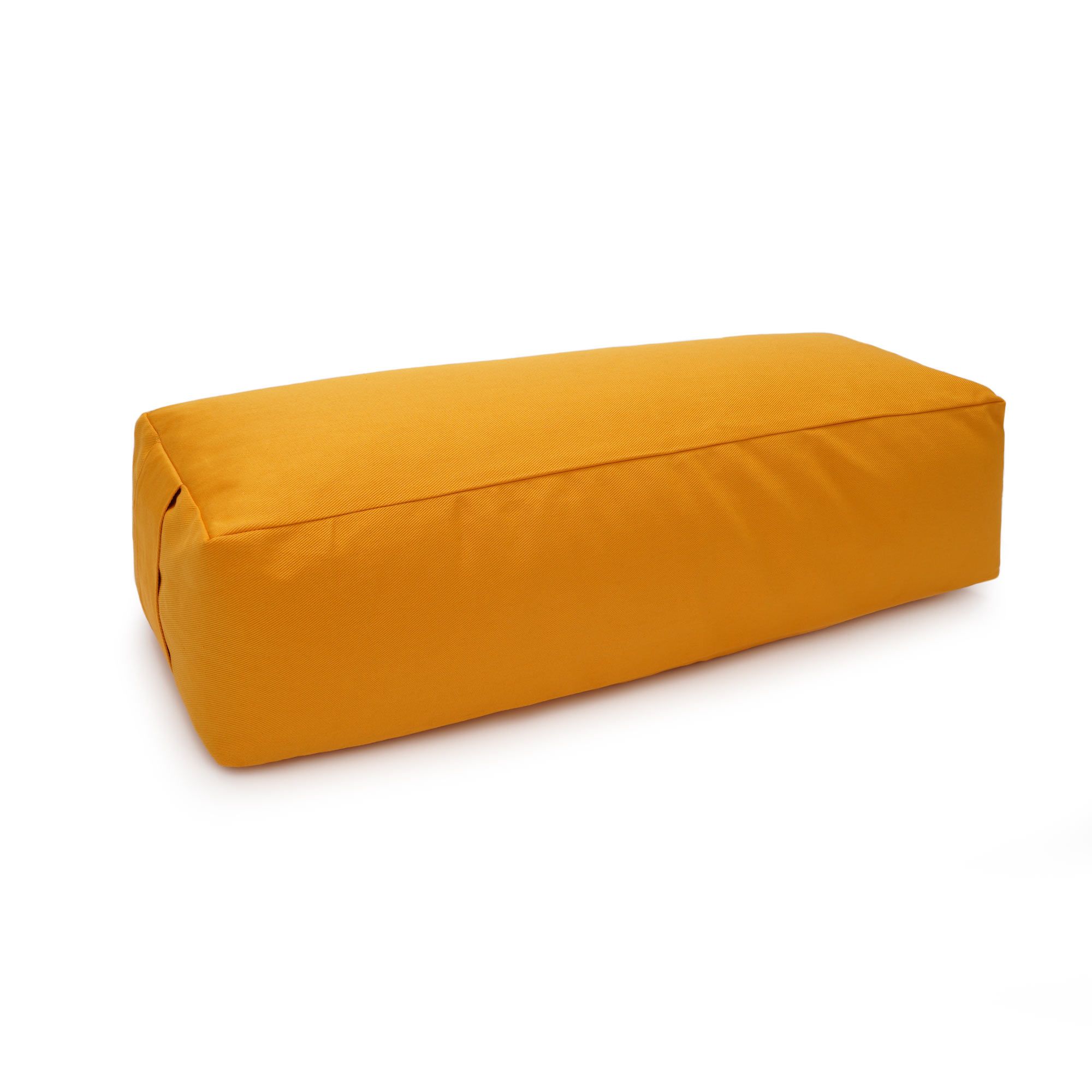 Rechteckiges Yoga-Bolster in Maisgelb, Seitenansicht.