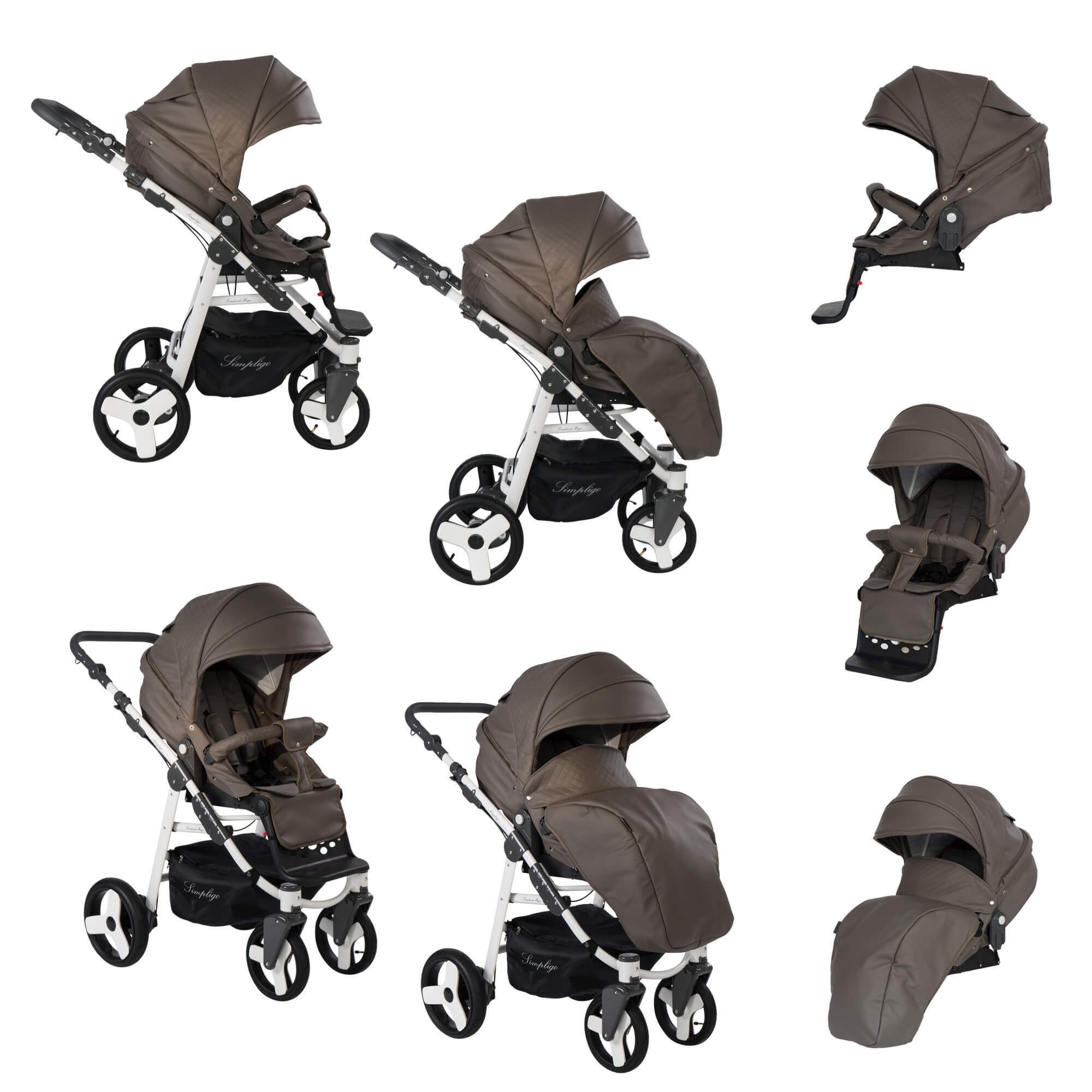 Friedrich Hugo Simpligo 3 in 1 Kinderwagen mit original Maxi Cosi, Schlamm (Kunstleder)