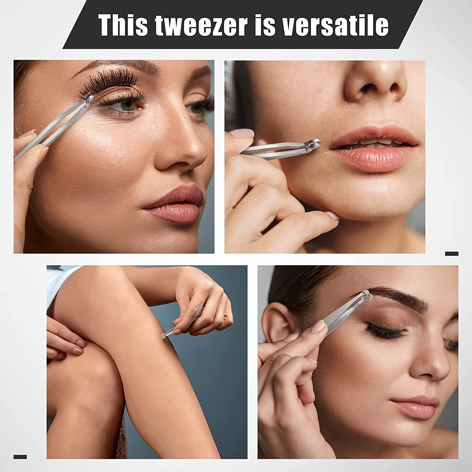 Vielseitige Pinzette für Wimpern, Lippen, Beine und Augenbrauen.