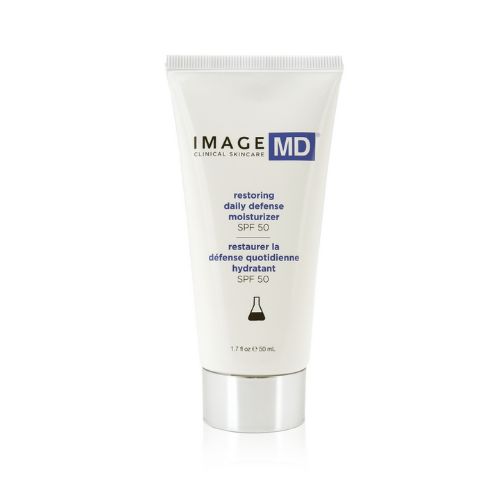 Weisse Tube mit silbernem Deckel. Produktname und SPF 50 aufgedruckt. 1.7 fl oz / 50 ml.