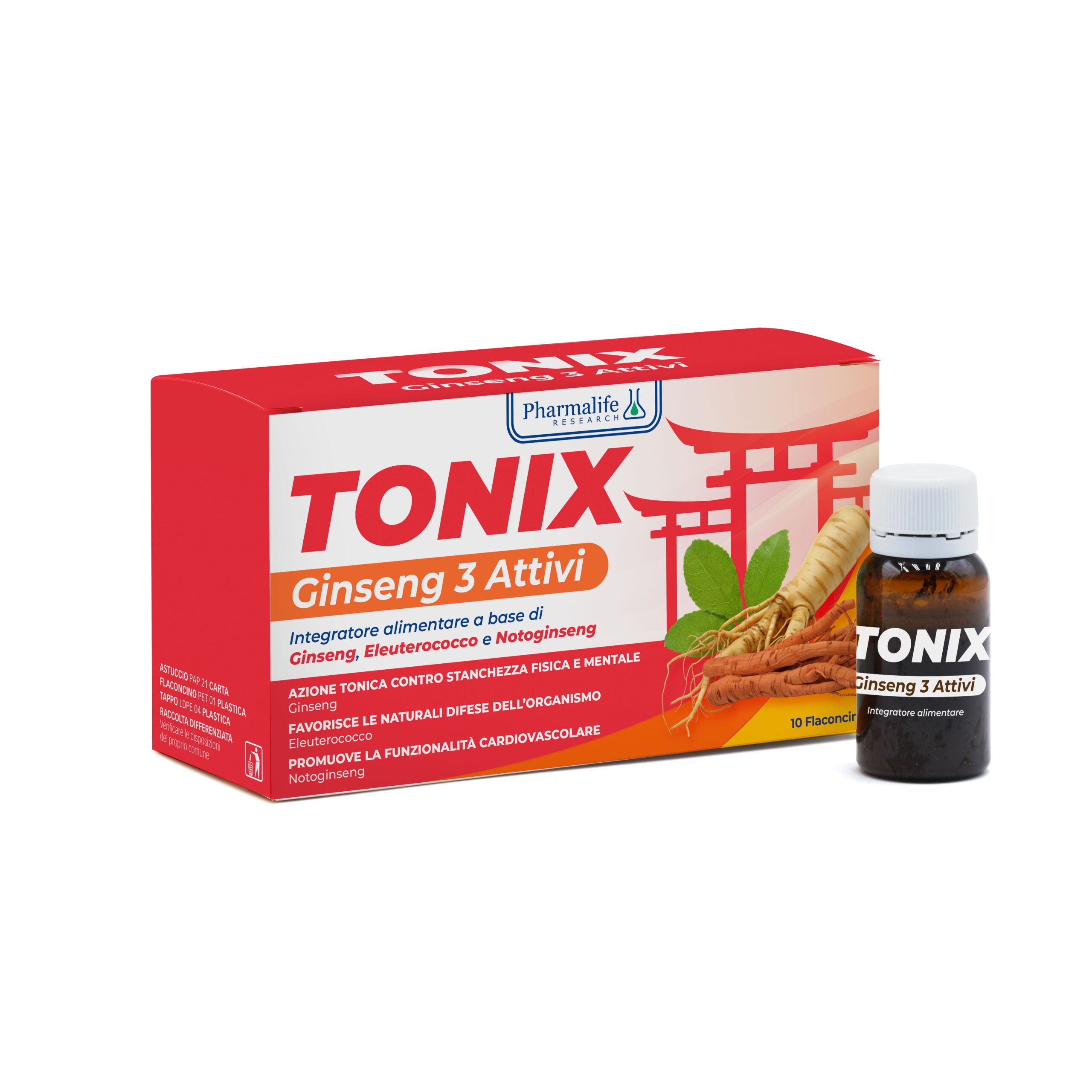 Pharmalife - Tonix Ginseng 3 Attivi Flaconcini