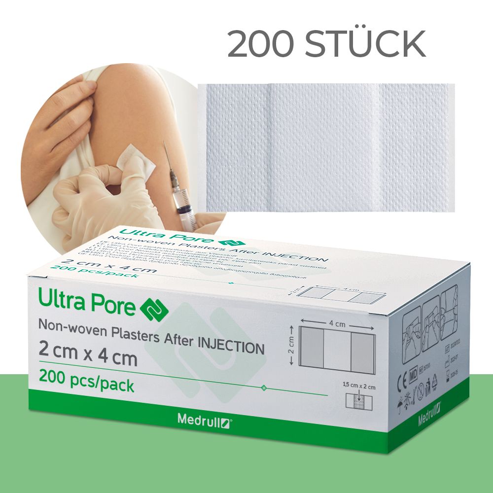 Medrull Ultra Pore weiche, selbstklebende Injektionspflaster 2 x 4cm