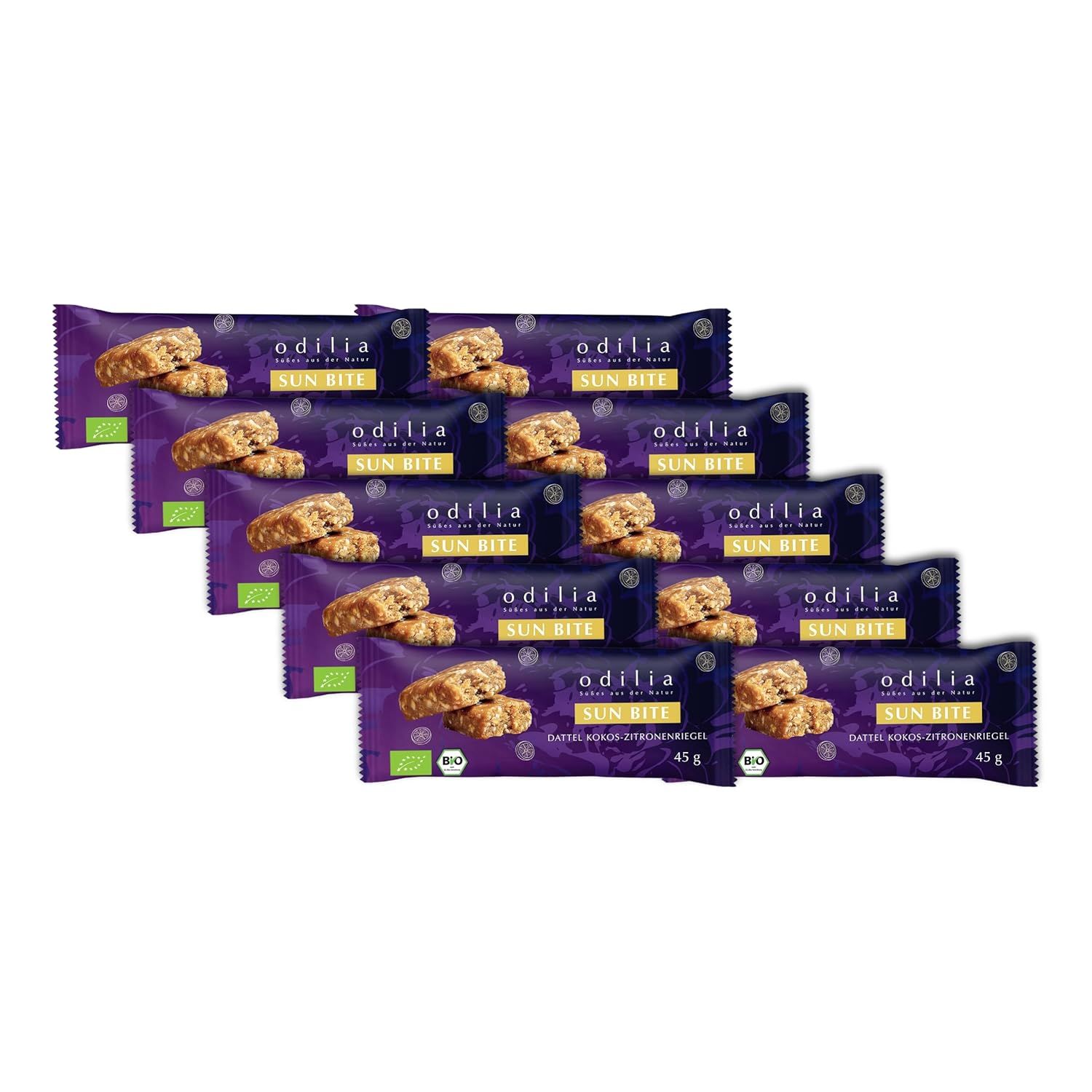 odilia SunBite Bio Dattel-Kokos Zitronenriegel 10x45 g Riegel
