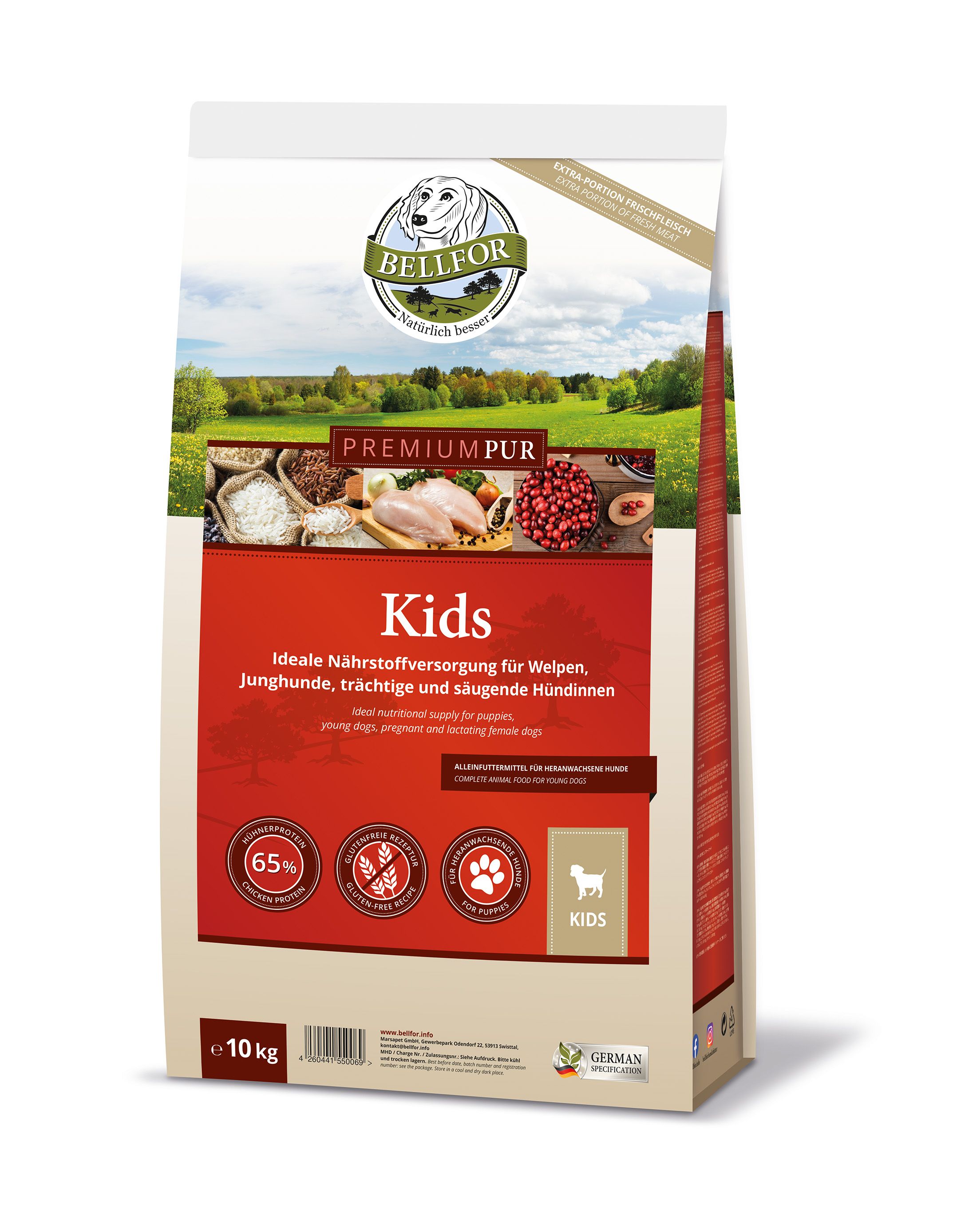 Bellfor Glutenfrei Hundefutter für Welpen - PREMIUM PUR Kids