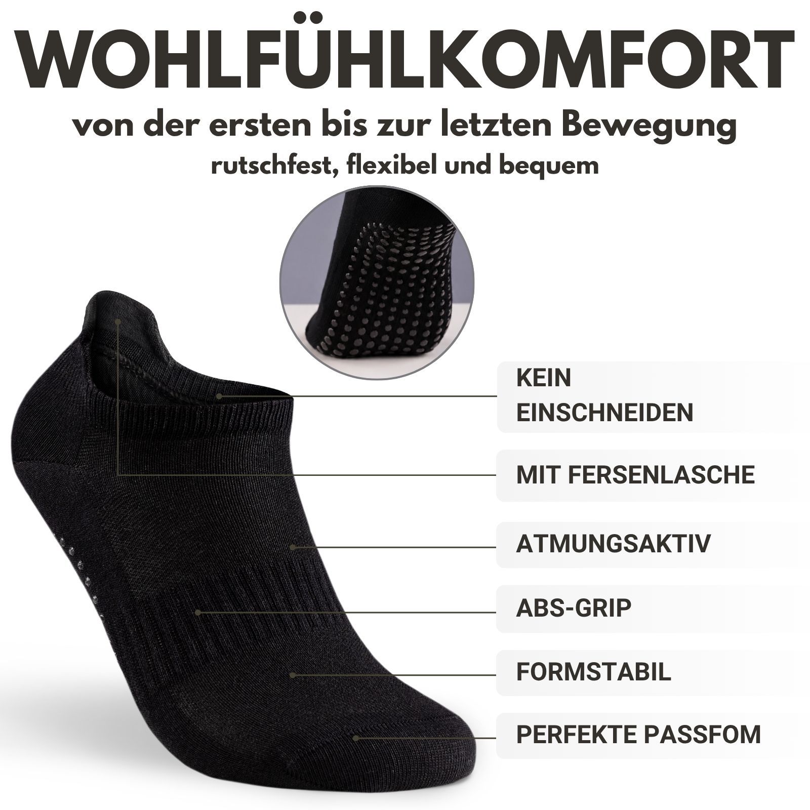 Yoga & Pilates Sportsneakersocken mit ABS-Sohle für Damen & Herren