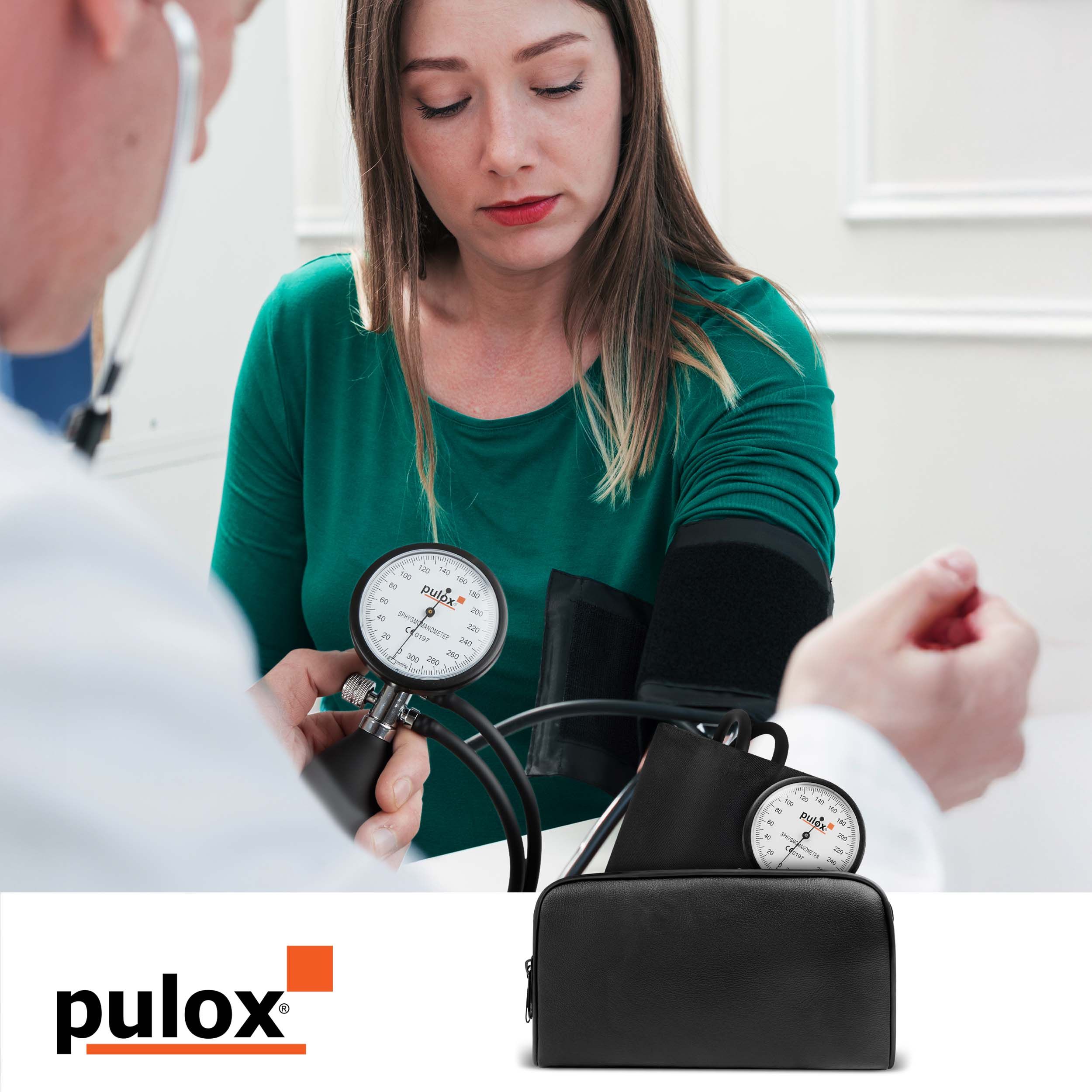 Pulox Manuelles Blutdruckmessgerät - Aneroid Doppelschlauch-Sphygmomanometer