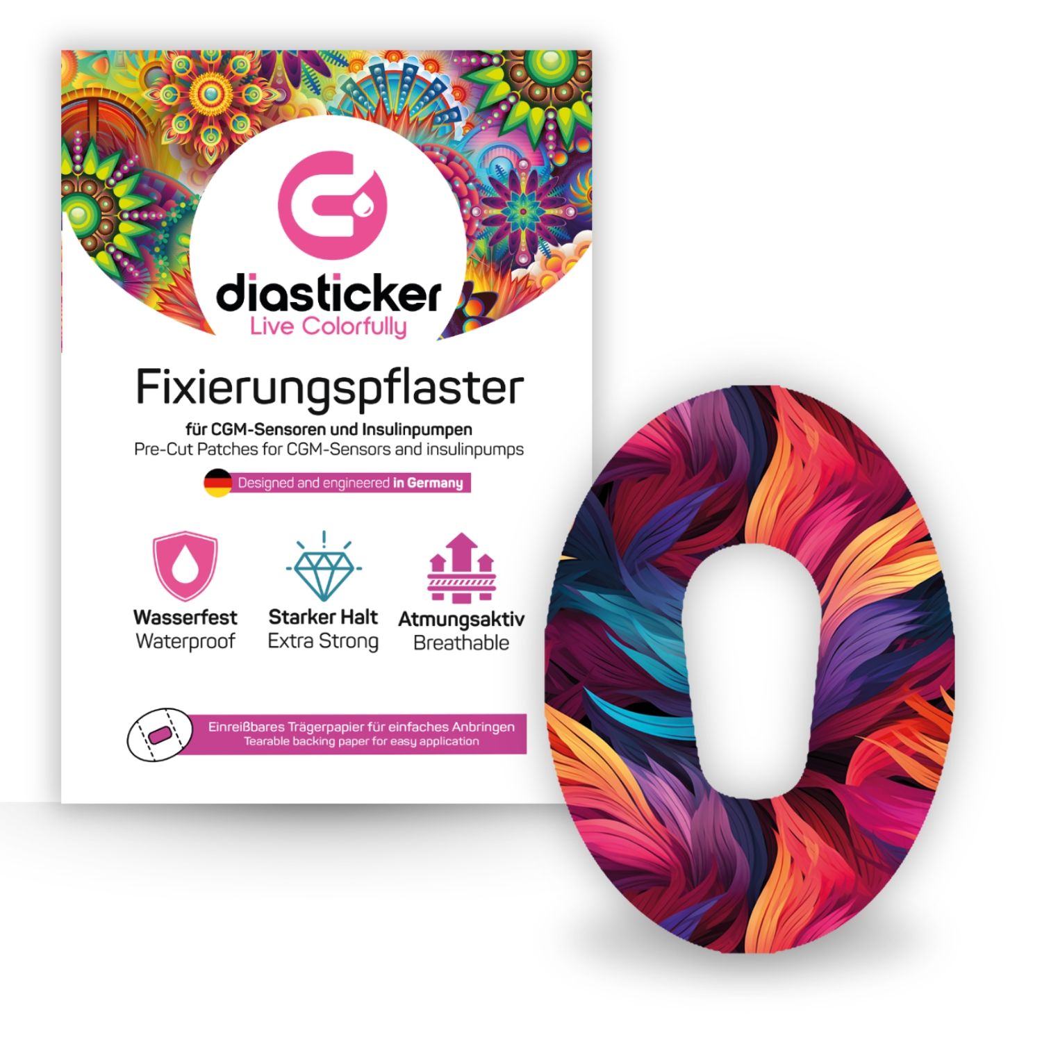 Diasticker® Dexcom G6 Fixiertapes "Feathers"