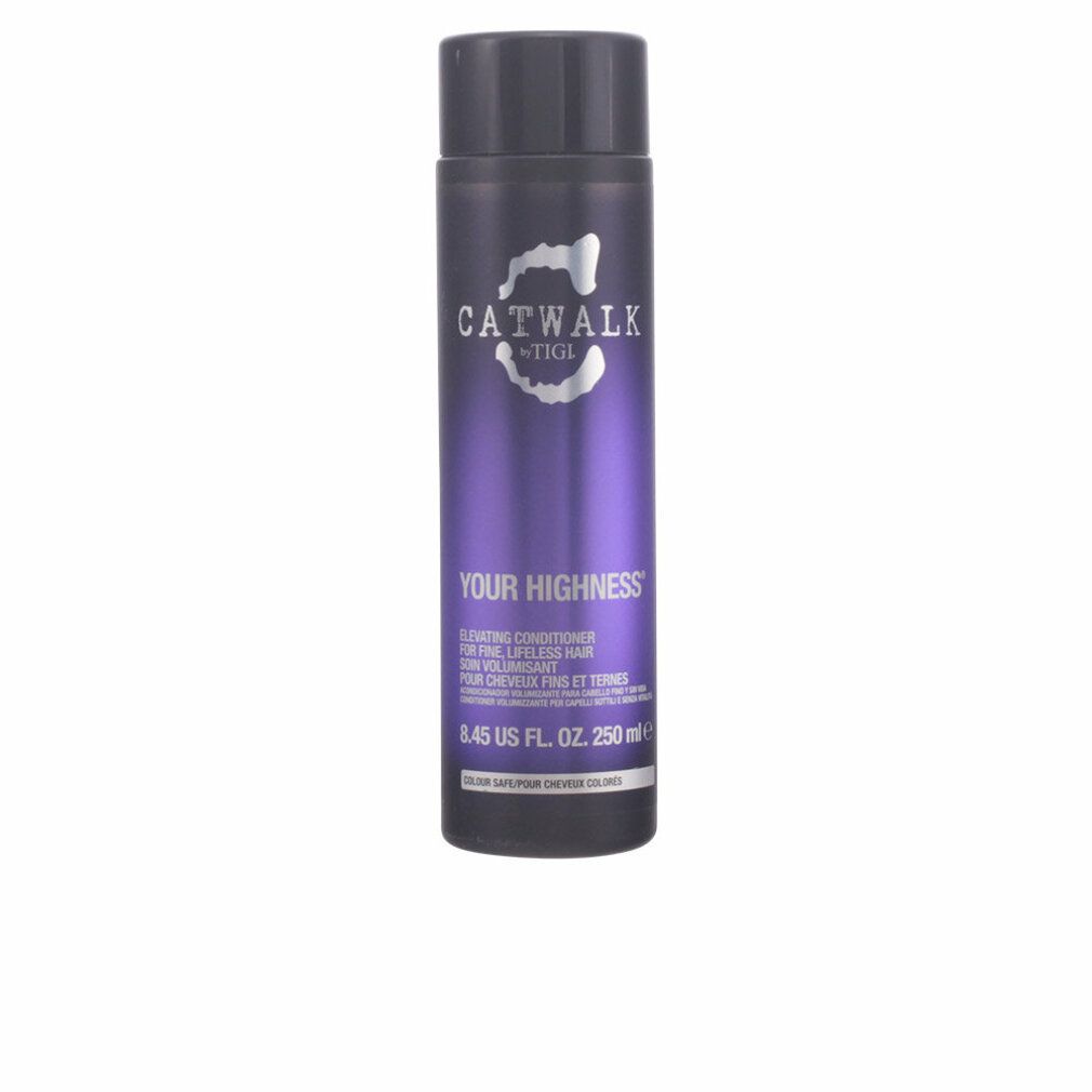 Flasche mit schwarzem Deckel. Aufschrift: CATWALK by TIGI, YOUR HIGHNESS. Inhalt: 250 ml.
