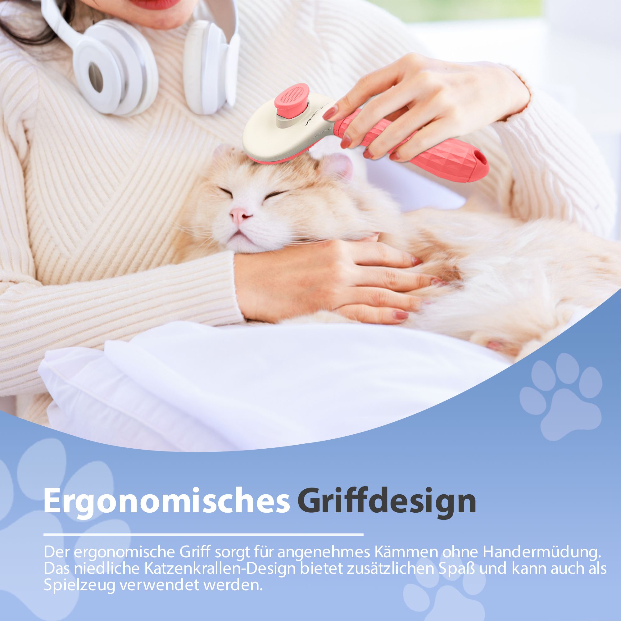 PETSATION Tierbürste mit One-Touch (Hunde, Katzen, Pferde)