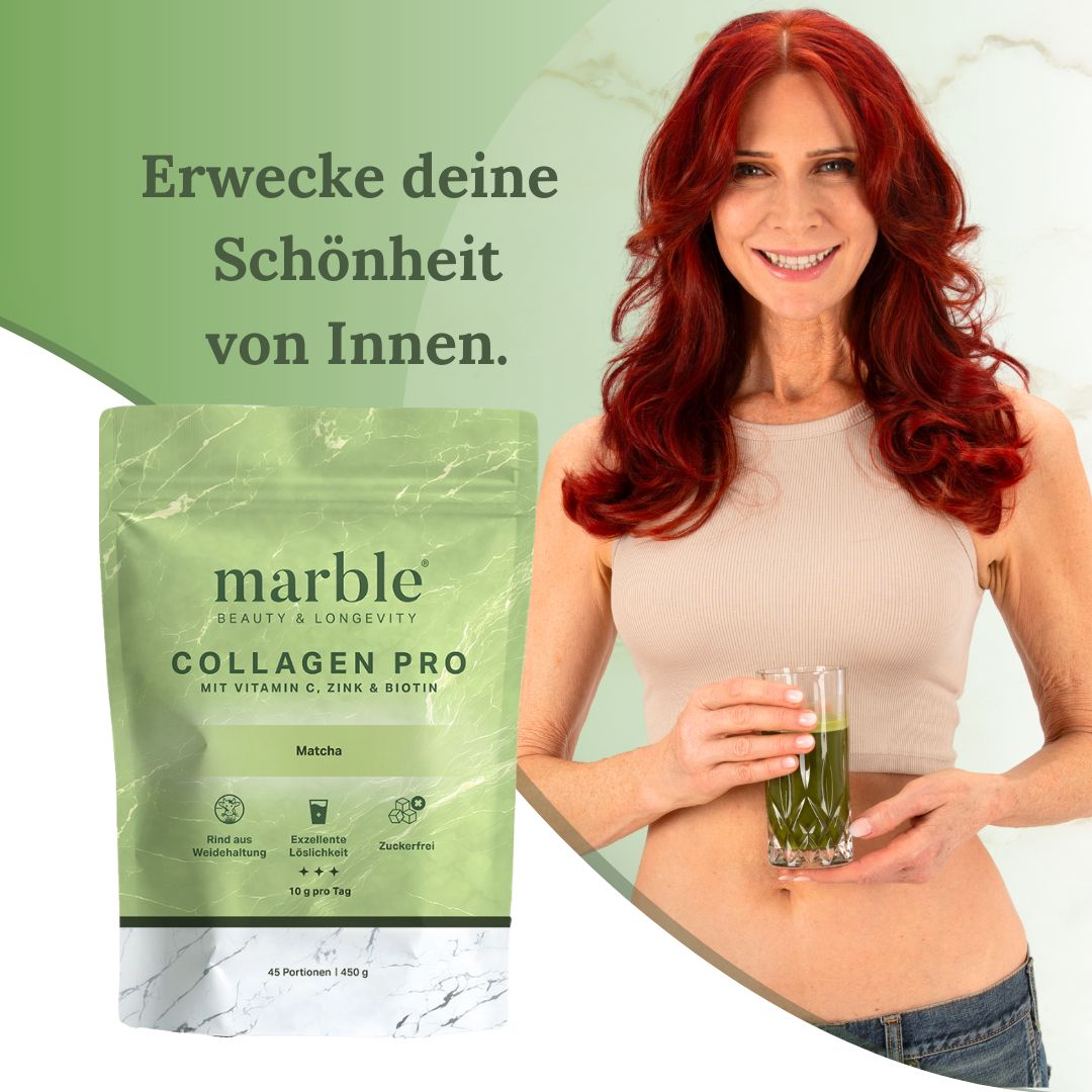 marble© Collagen Pro – Matcha | Reines Weidekollagen mit Vitamin C, Zink & Biotin