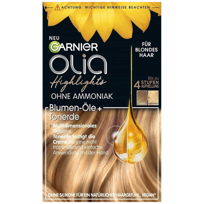 Garnier Olia Highlights Haarfarben-Set für blondes Haar, ohne Ammoniak.