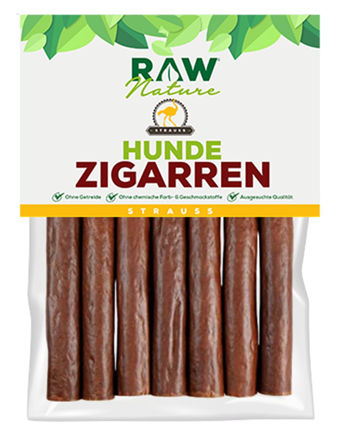 RAW Nature Hundesnack, Strauß Hunde-Zigarren, Dörrfleisch Kausnack