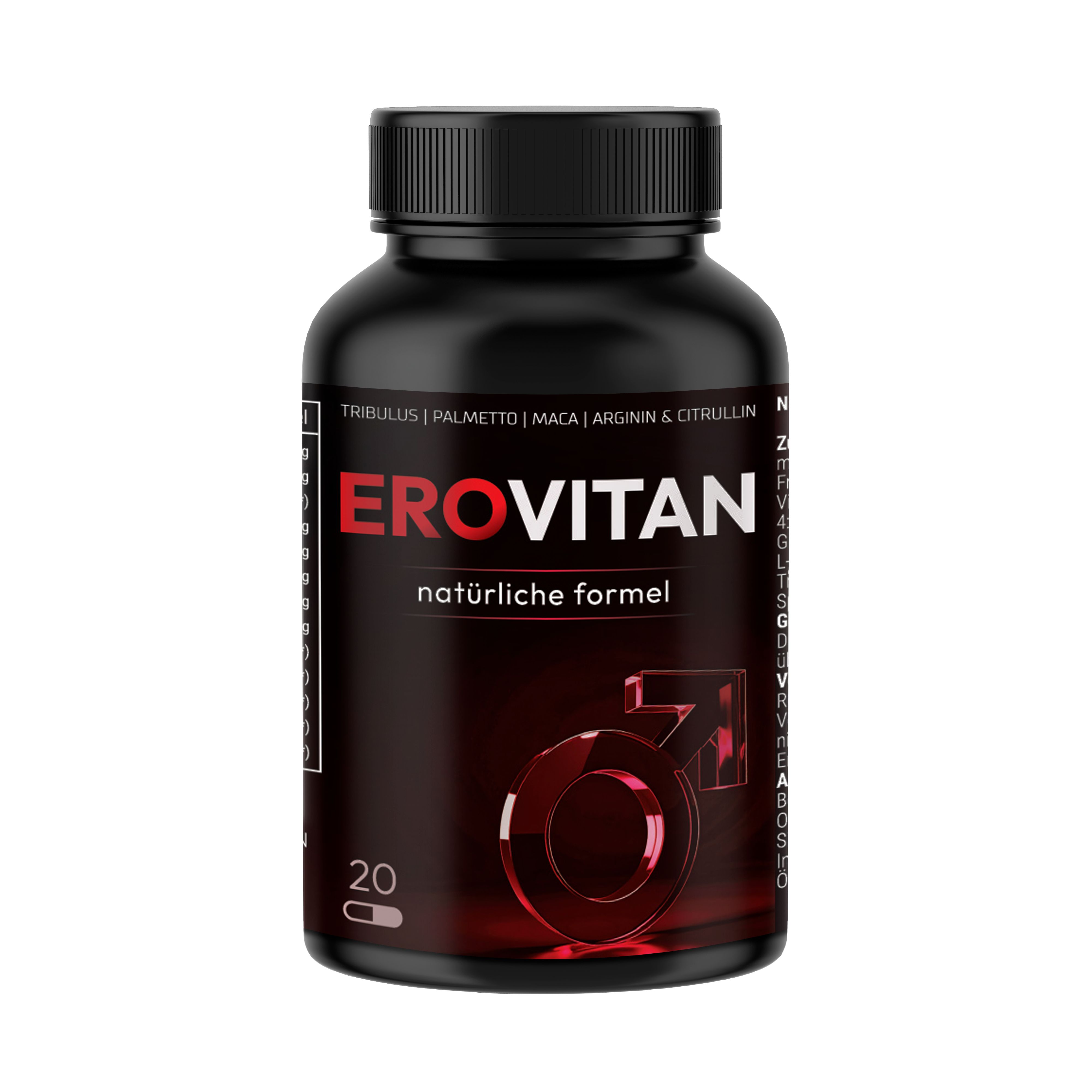 Erovitan – Nahrungsergänzungsmittel für Männer mit Ginseng, Maca, Zink und Selen 20 Kapseln St