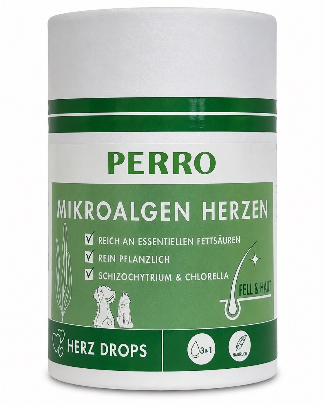 PERRO Mikroalgen Herzen - vegetarischer Snack für Hunde & Katzen