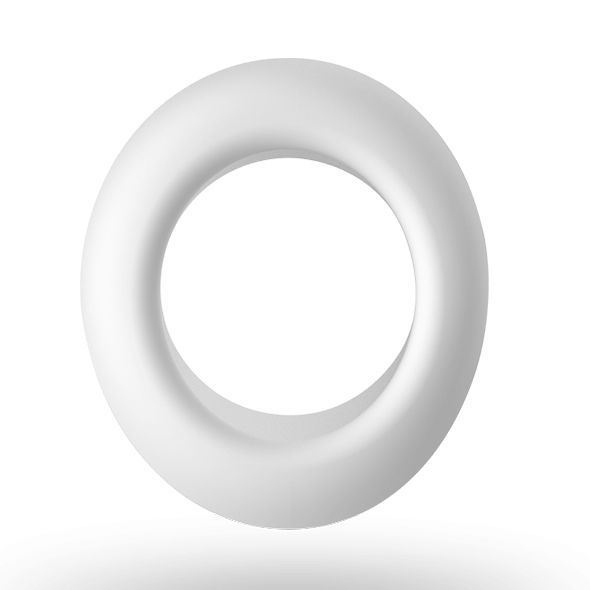 Weißer, ringförmiger Aufsatz. Runde Form mit einer Öffnung in der Mitte. Aus Silikon.