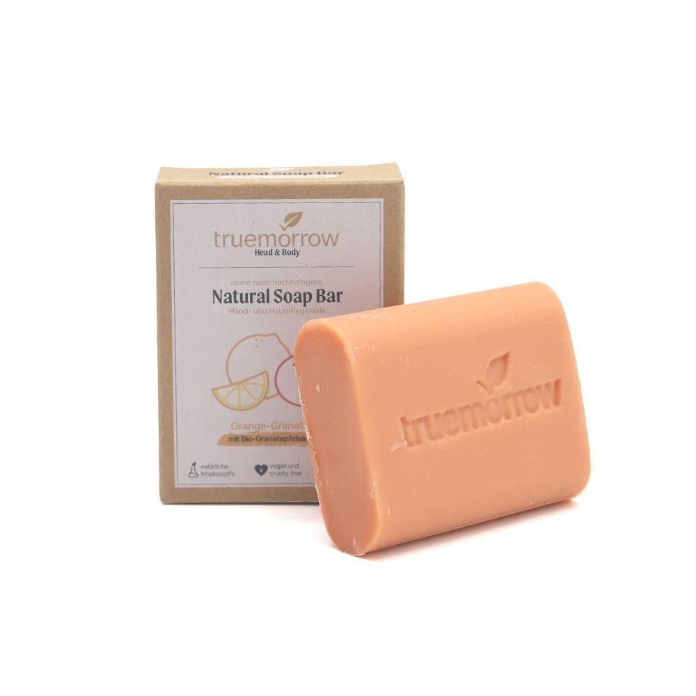 truemorrow Natural Soap Bar - Natürliche Hand- und Hautpflegeseife Orange-Granatapfel