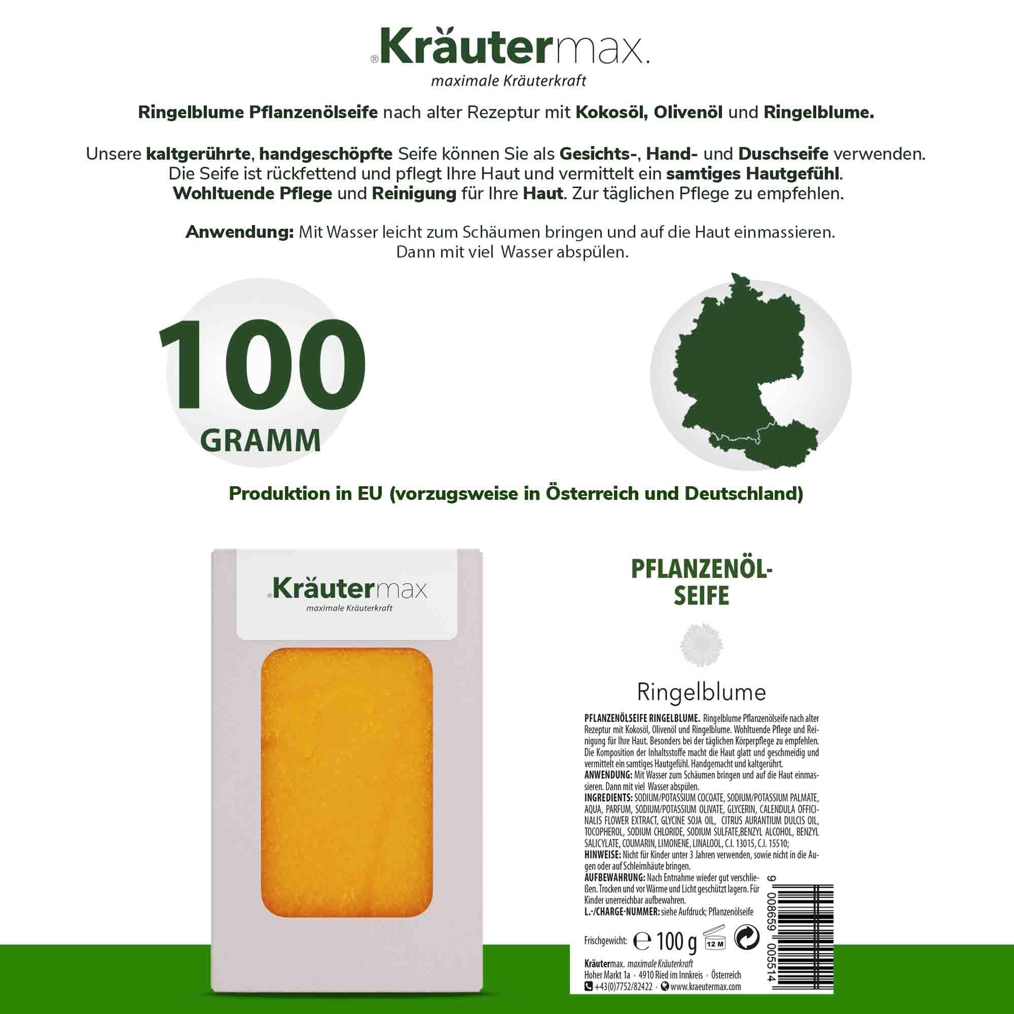 Kräutermax Pflanzenölseife Ringelblume 100 g Seife