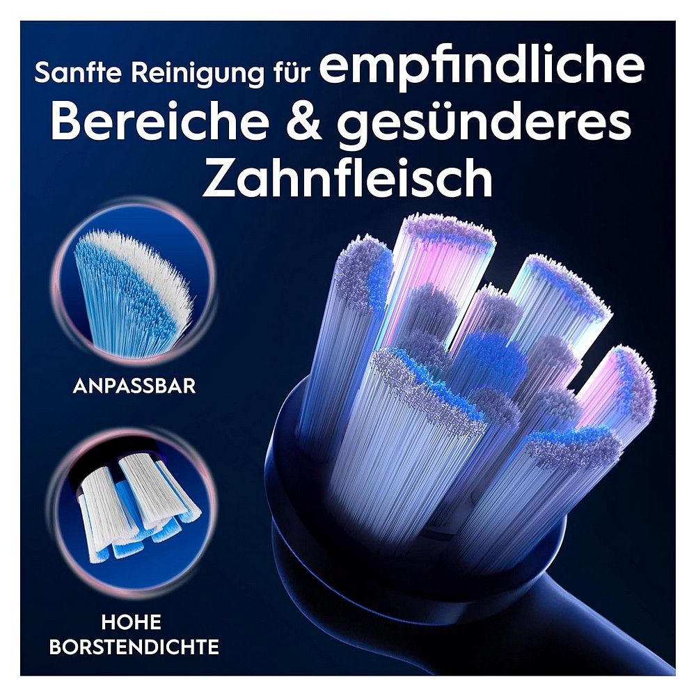 Aufsteckbürsten mit hoher Borstendichte für sanfte Reinigung.