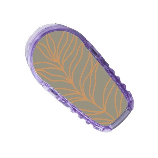 Diasticker® Dexcom G6 Stickerset "Blätter" mit Blattmuster und lilafarbenem Rand.