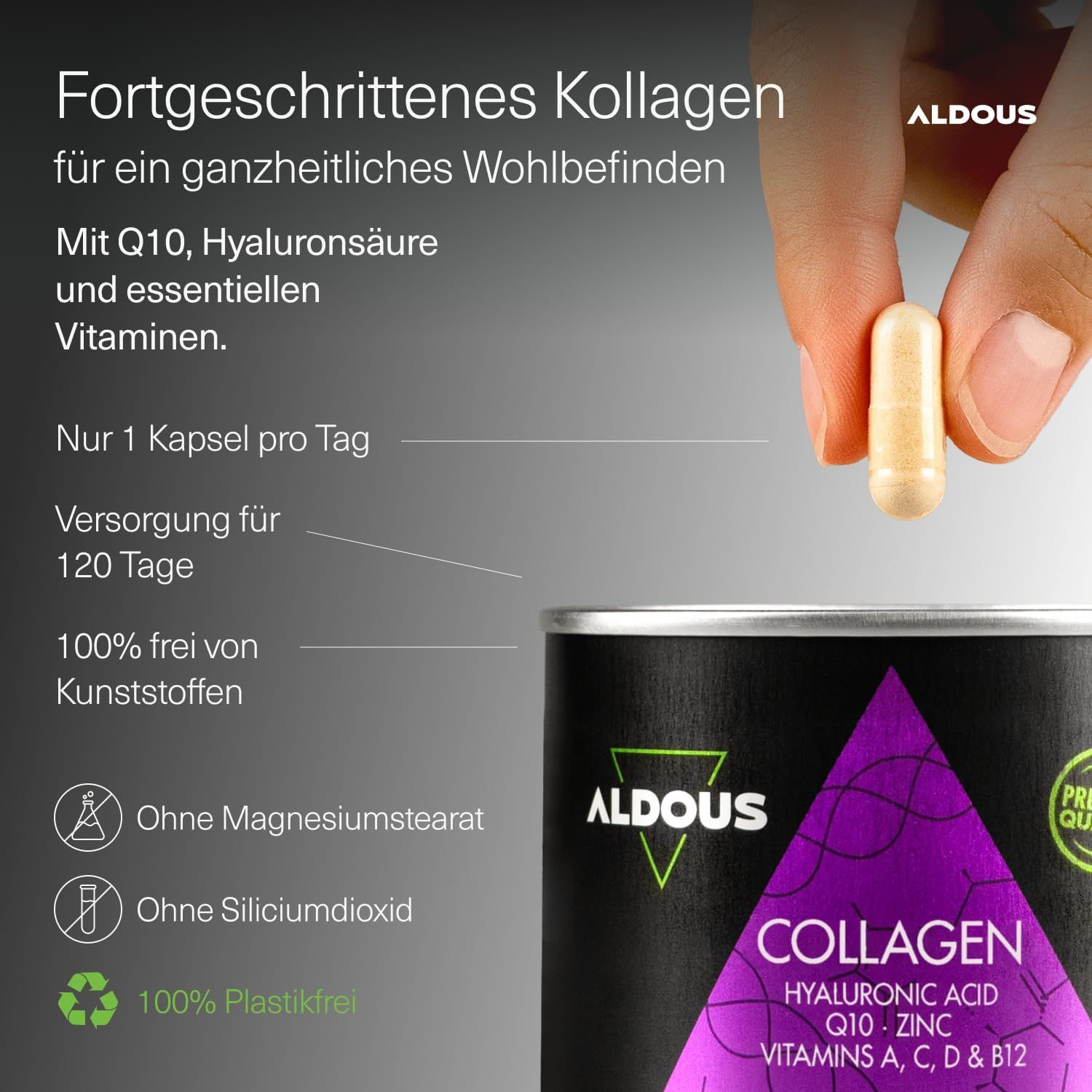 Aldous Kollagen + Hyaluronsäure + Coenzym Q10  Kapsel