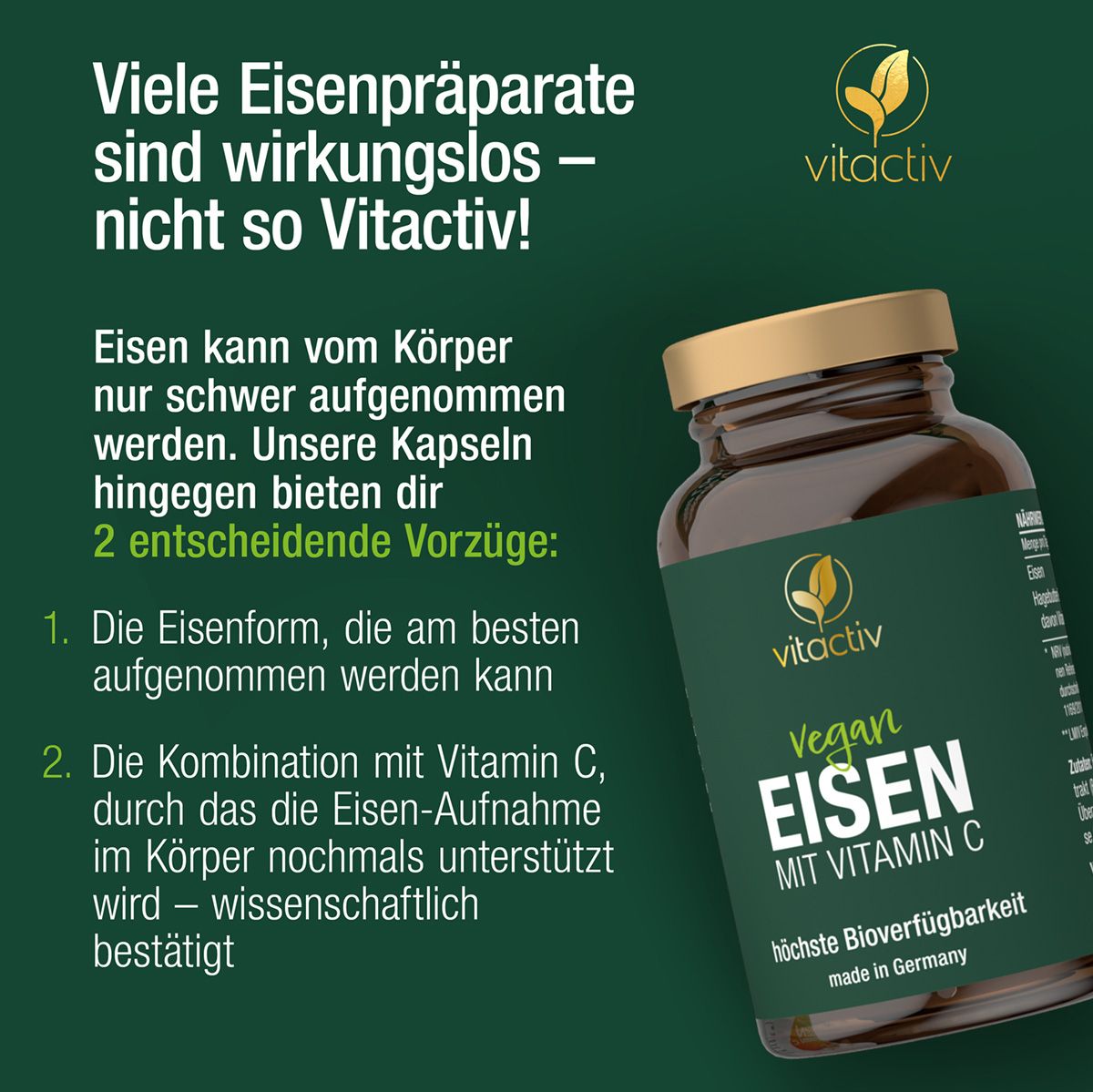 Vitactiv - Eisen MIT Vitamin C 1 St Kapseln