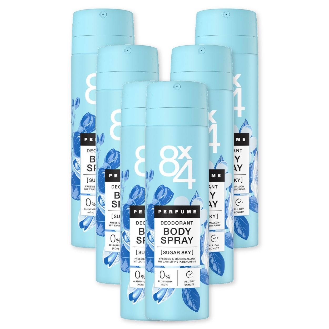 8X4 Body Spray Sugar Sky 6 x 150ml 6x150 ml Deospray