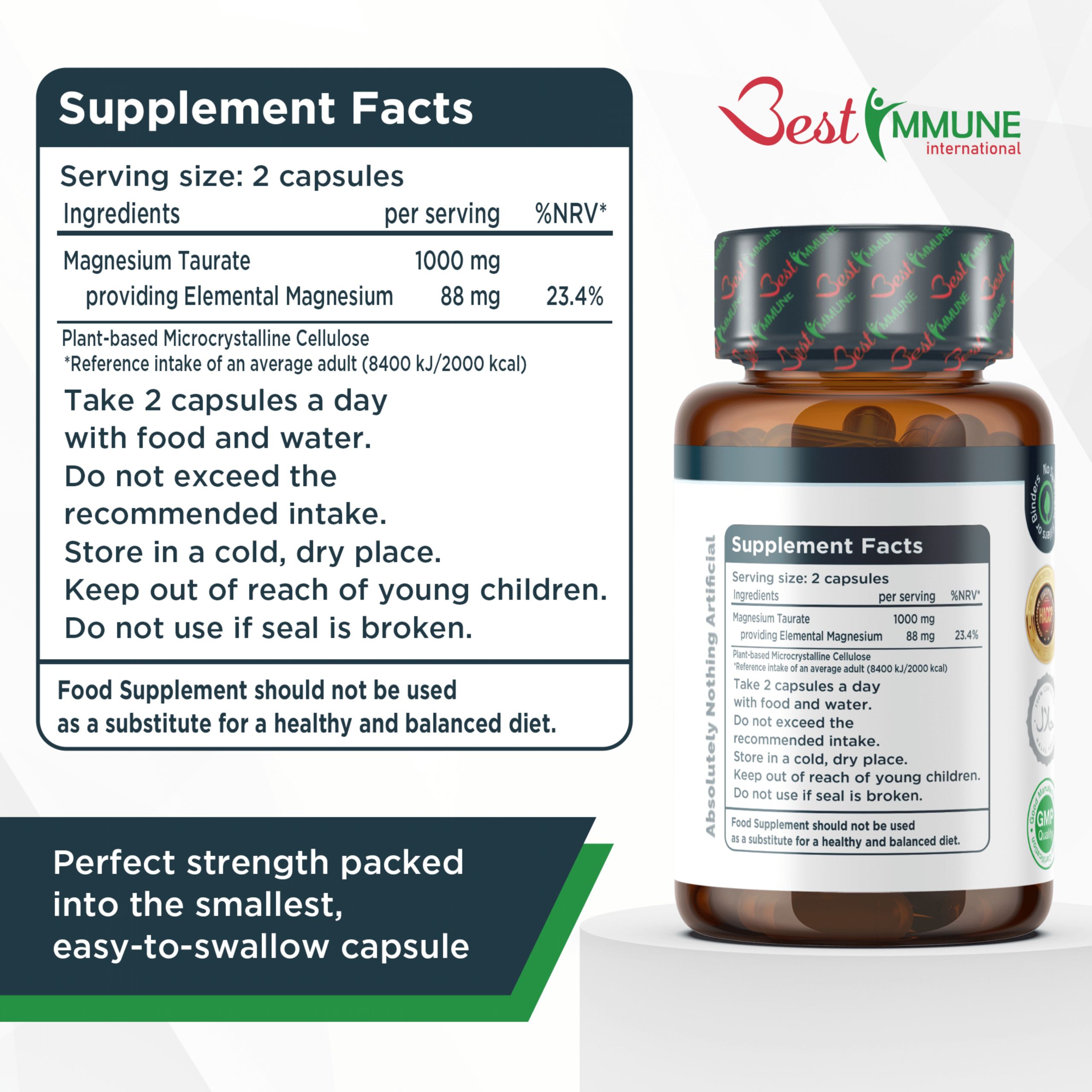 Best Immune Natürliches Magnesiumtaurat 500mg