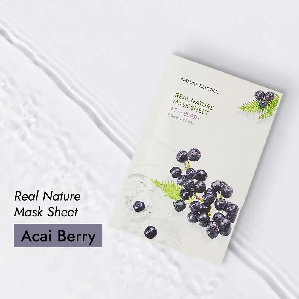 NATURE REPUBLIC Real Nature Acai Berry Sheet Mask – Belebende Tuchmaske mit Acai-Beere