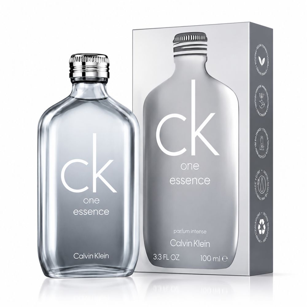 CK ONE ESSENCE Eau de Parfum Flakon und Verpackung mit Siegeln.