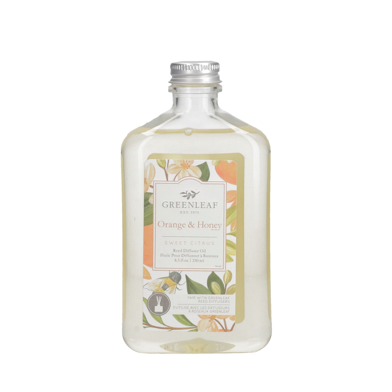 Greenleaf Orange & Honey - Reed Diffuser Oil Nachfüller mit Peddigrohr Stäbchen 250 ml