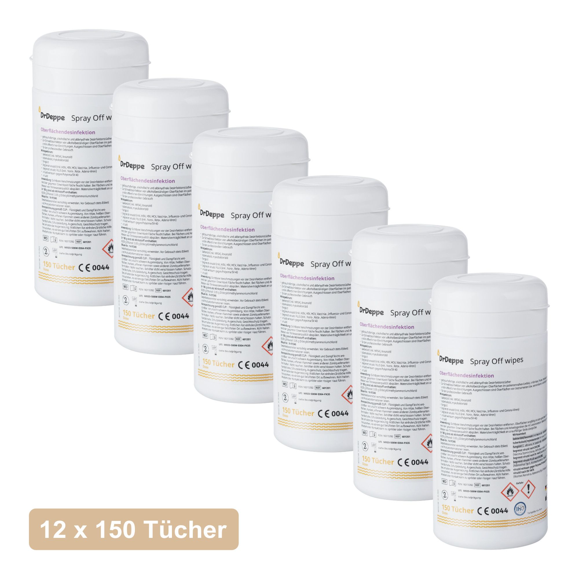 DrDeppe - Spray Off wipes alkoholhaltige Flächendesinfektionstücher Dose 1800 St Tücher