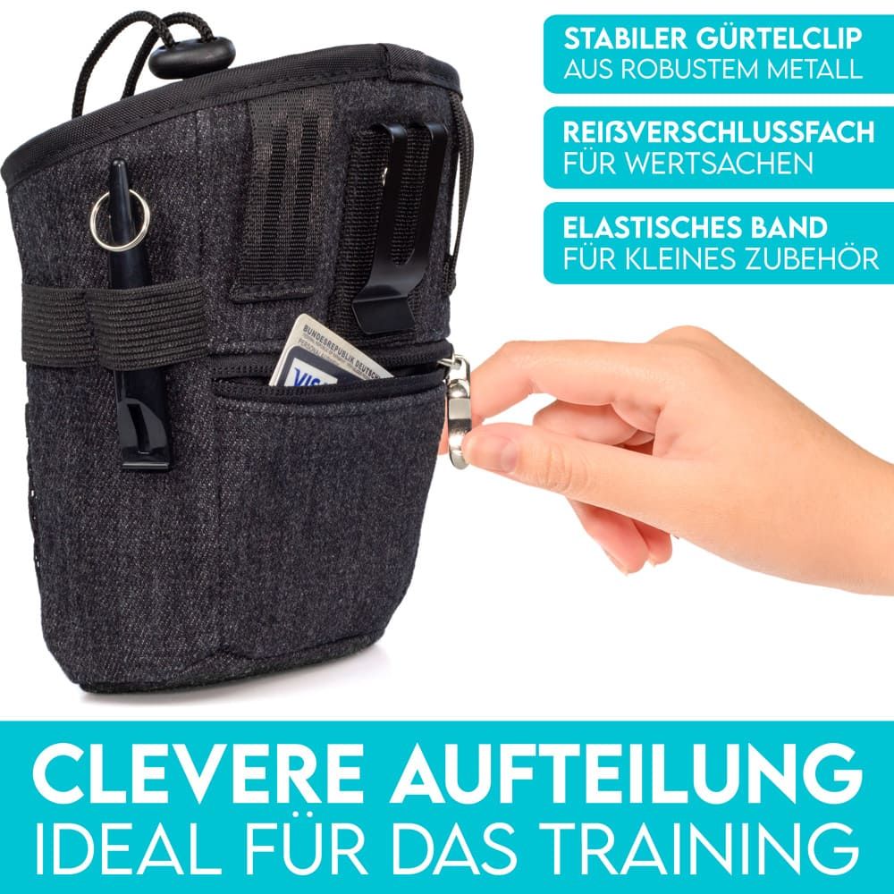 HUND IST KÖNIG® kompakter Hunde Futterbeutel, robuste Leckerlitasche fürs Training & Gassigehen