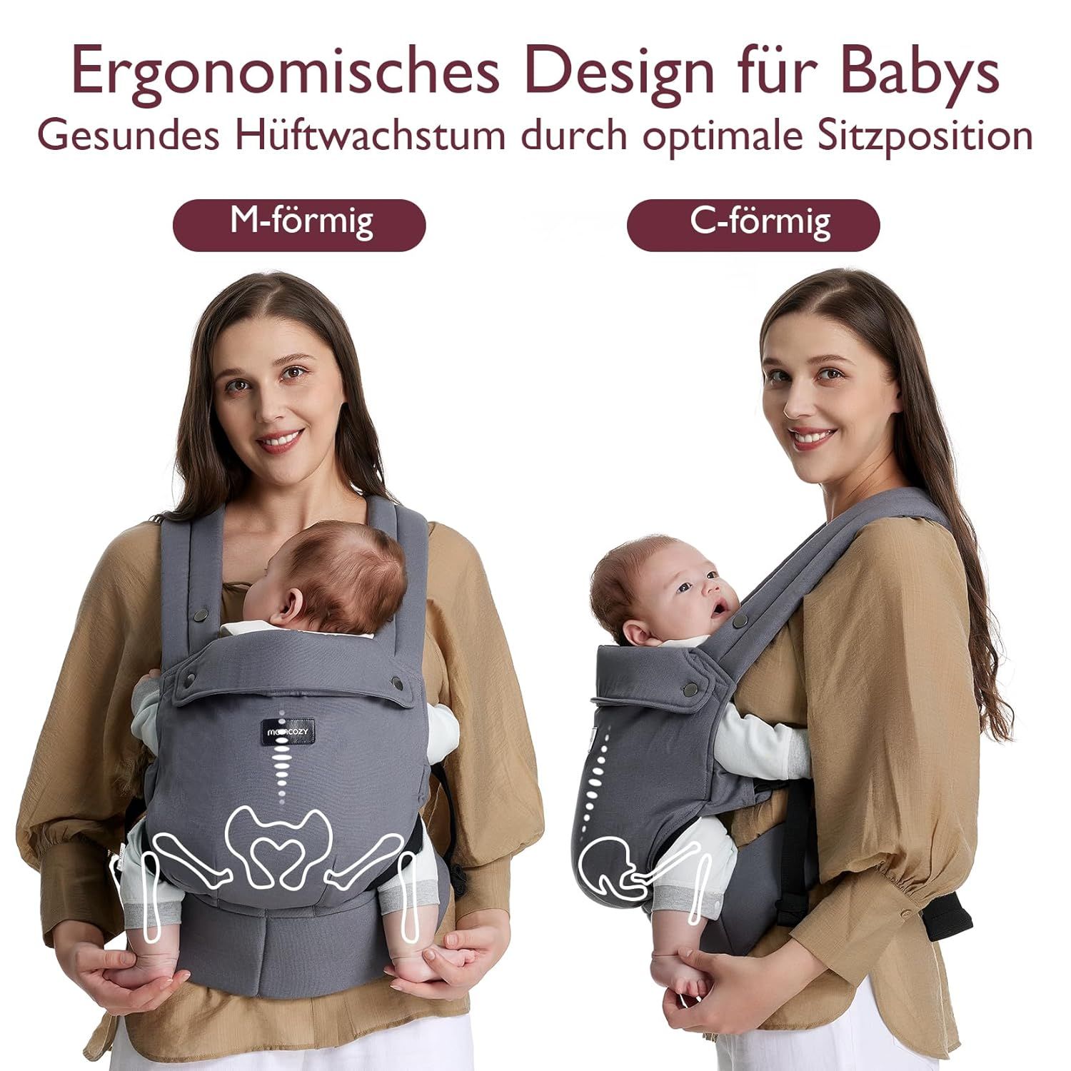 Momcozy Babytrage Grau