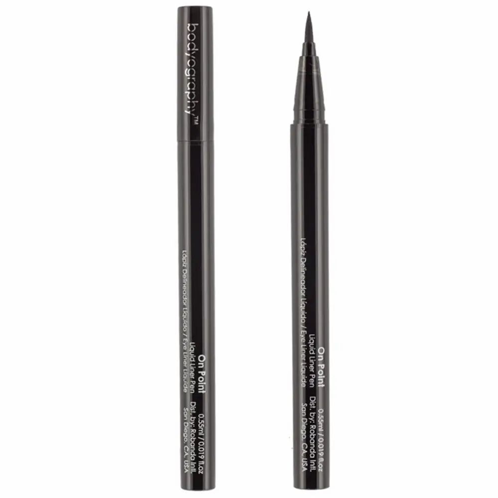 Zwei schwarze Eyeliner-Stifte. Beide zeigen Produktnamen und Details.