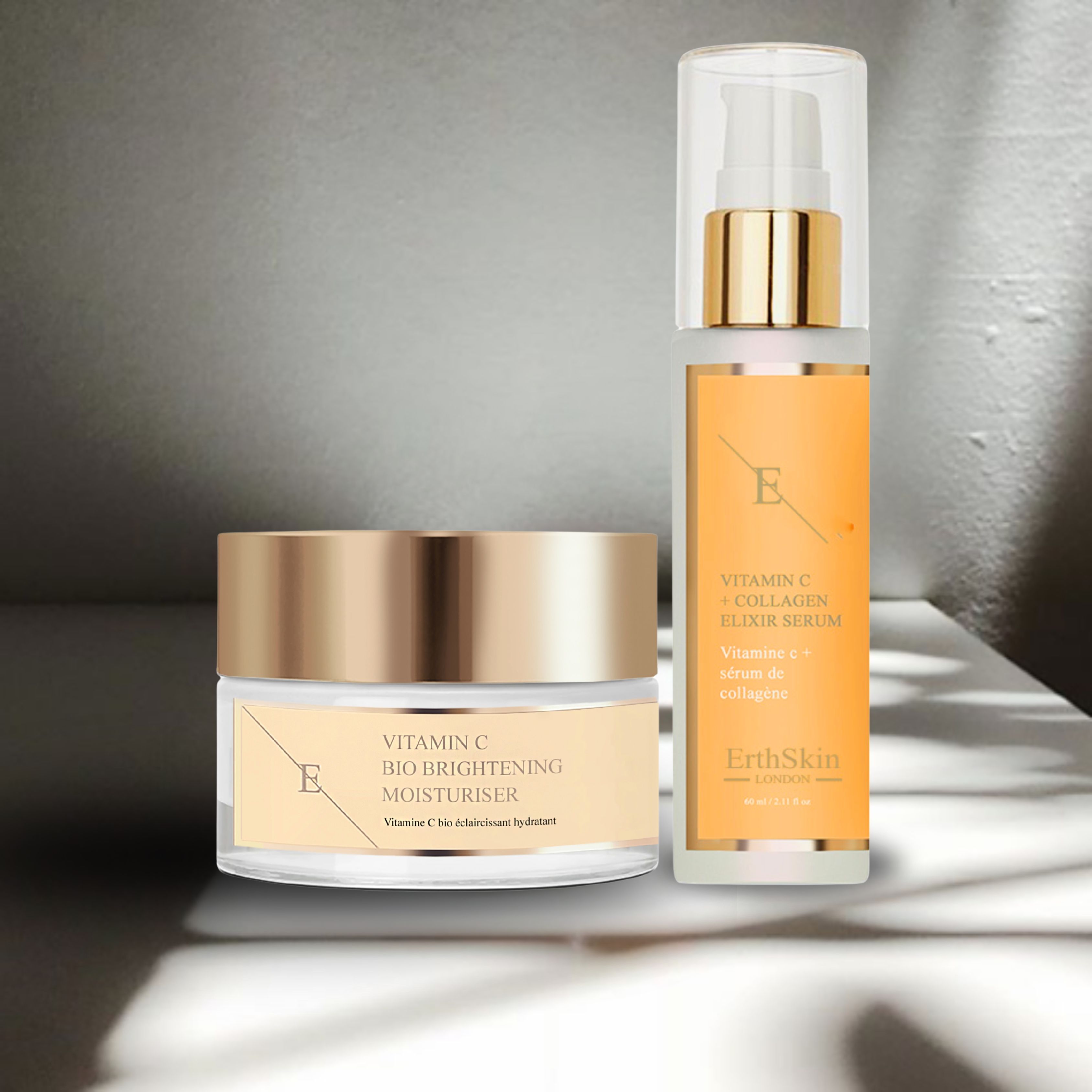ErthSkin London VITAMIN C ELIXIER SERUM + Bio aufhellende Feuchtigkeitscreme mit Vitamin C set