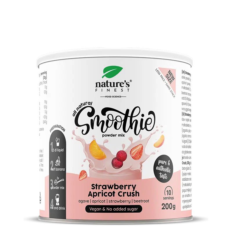 Nature's Finest Smoothie Pulvermix, Erdbeer-Aprikosen-Geschmack. Vegan, ohne Zuckerzusatz.