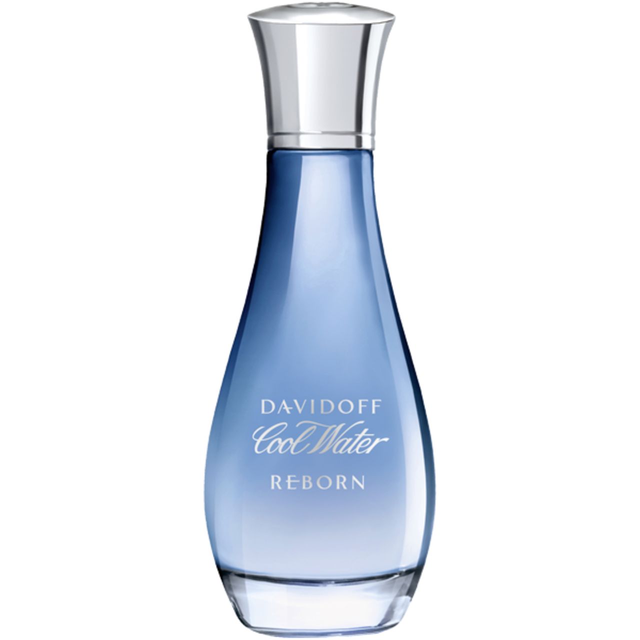 Davidoff Cool Water Reborn Woman E.d.T. Nat. Spray. Hellblauer Flakon mit silbernem Verschluss. Schriftzug Cool Water Reborn.
