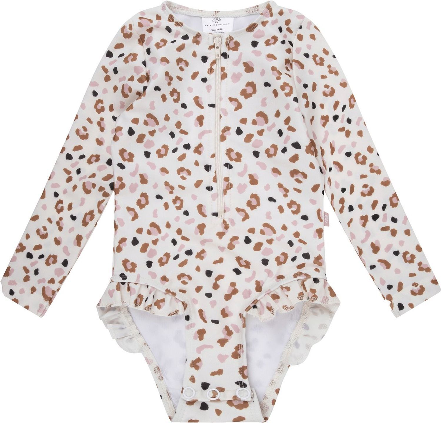 Swim Essentials LangarmUVBadeanzug für Mädchen /khaki Leoparden Muster /4