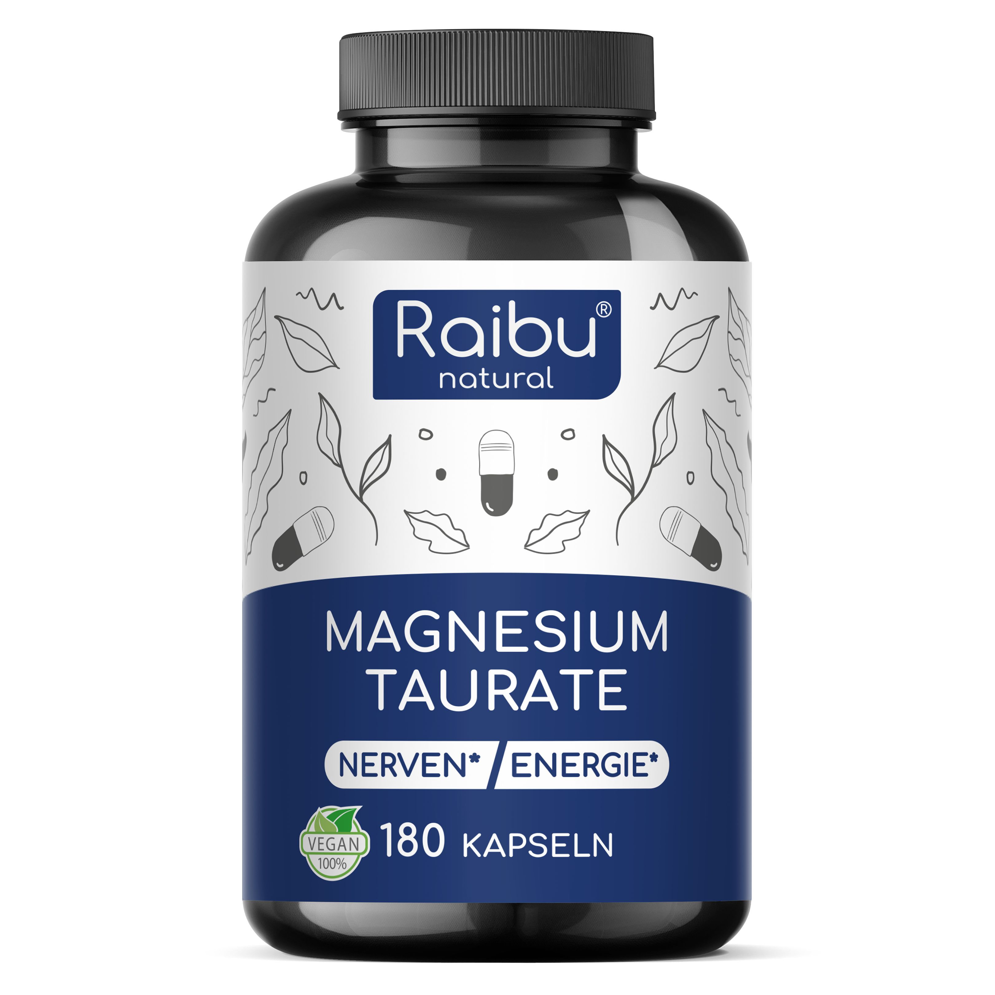 Raibu Magnesium Taurate 2750 mg pro Tag - Für Muskeln & Nerven 180 St Kapseln