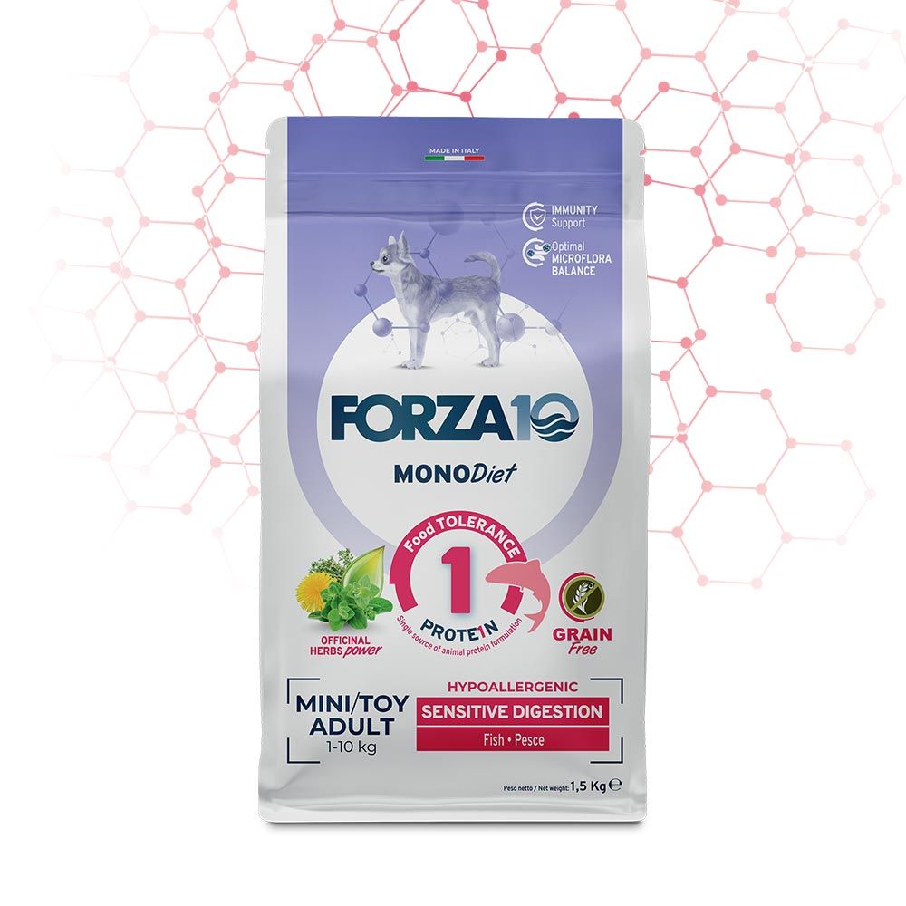 Forza 10 cane mono diet adult mini toy sensitive digestion pesce
