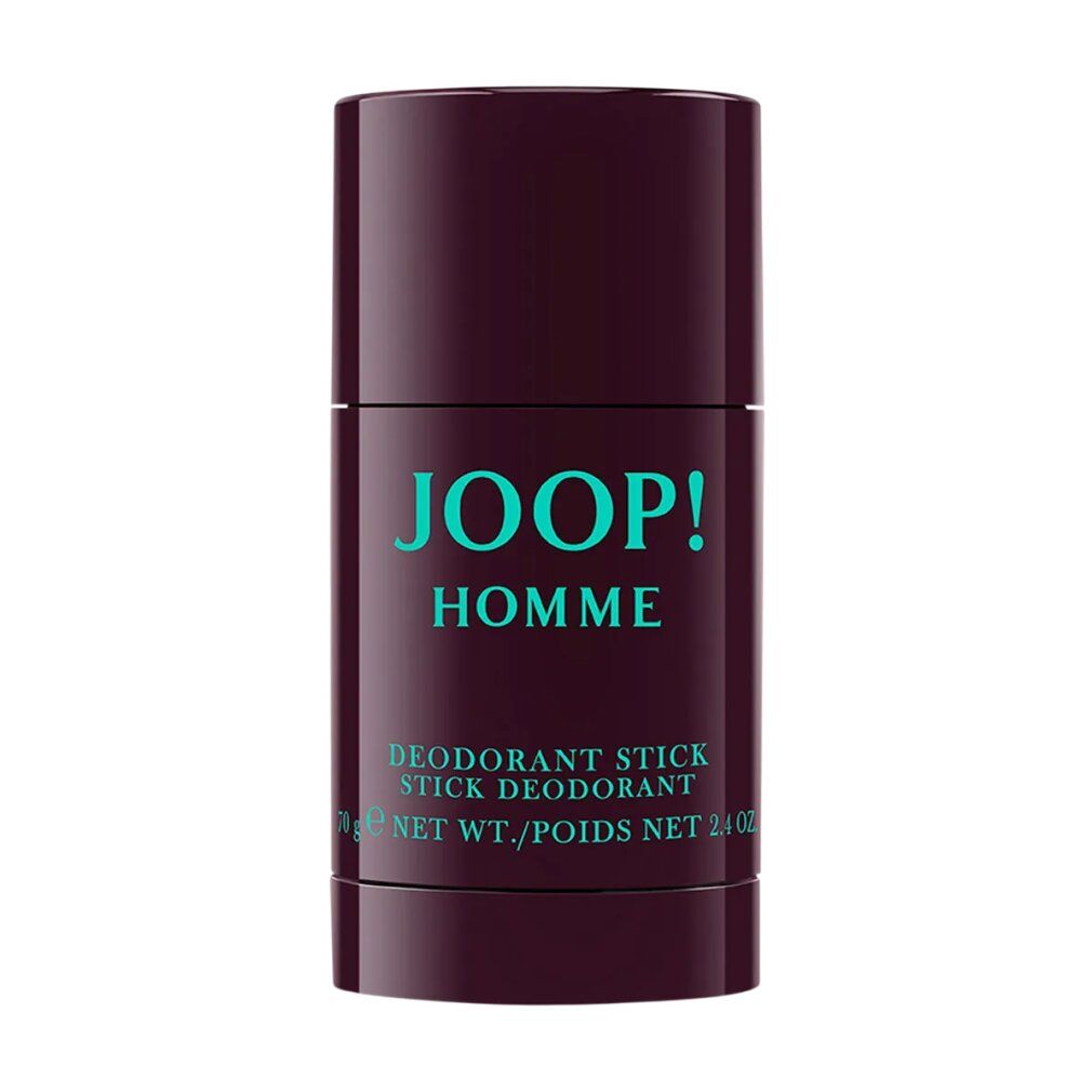 Joop! Homme Deodorant Stick, 70g, in dunkelrotem Behälter.