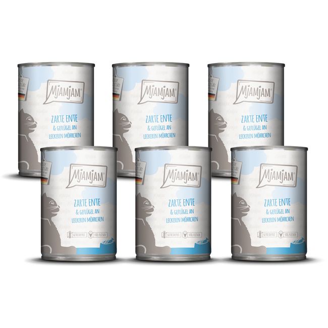 MjAMjAM - zarte Ente & Geflügel an leckeren Möhrchen 6x400 g Futter